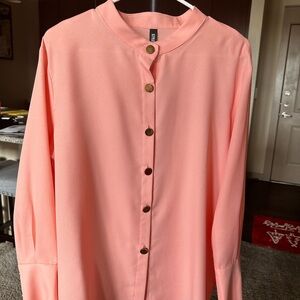 STYLEWE Watermelon Blouse with Gold Accents